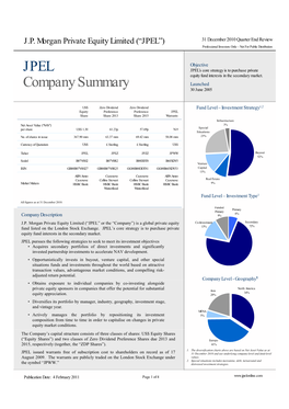 JP Morgan Private Equity Limited (“JPEL”)