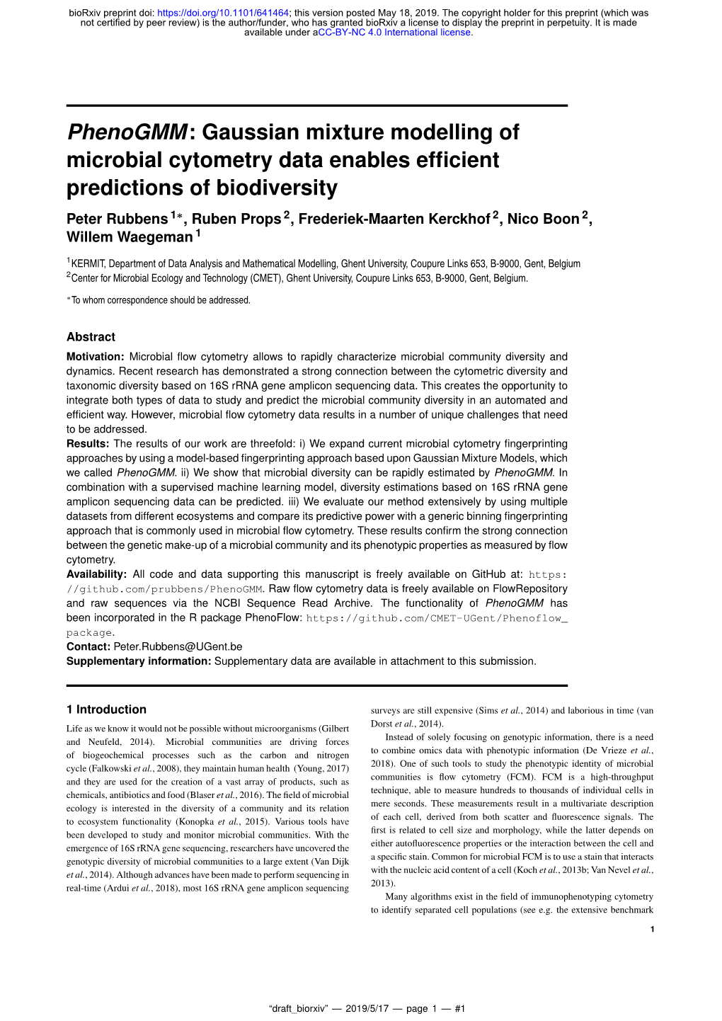 Gaussian Mixture Modelling of Microbial Cytometry Data