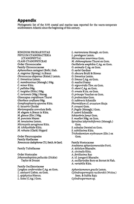 Appendix Phylogenetic List of the 3193 Coastal and Marine Taxa Reported for the Warm-Temperate Southwestern Atlantic Since the Beginning of This Century