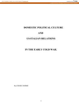 Domestic Political Culture and US-Italian Relations in The