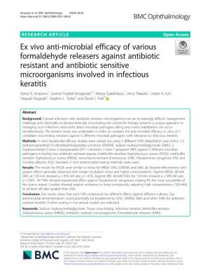 Ex Vivo Anti-Microbial Efficacy of Various Formaldehyde Releasers