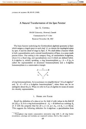 A Natural Transformation of the Spec Functor