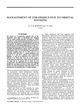 Management of Strabismus Due to Orbital Myositis