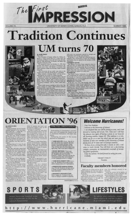 I UM Turns 70 by MARK PEIKIN Each Crisis, the Community Showed Its Strength and News Editor Leaped Them with Olympic Style and Grace