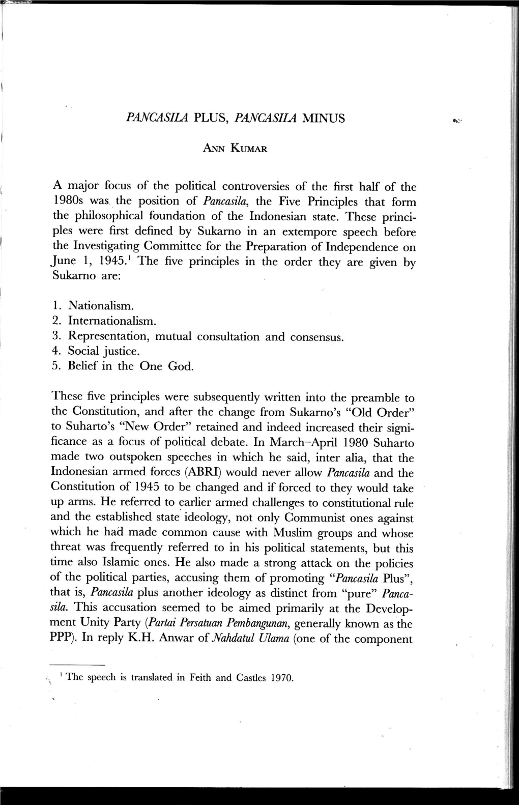 Ficance As a Focus of Political Debate . in March-April Lg80 Suharto