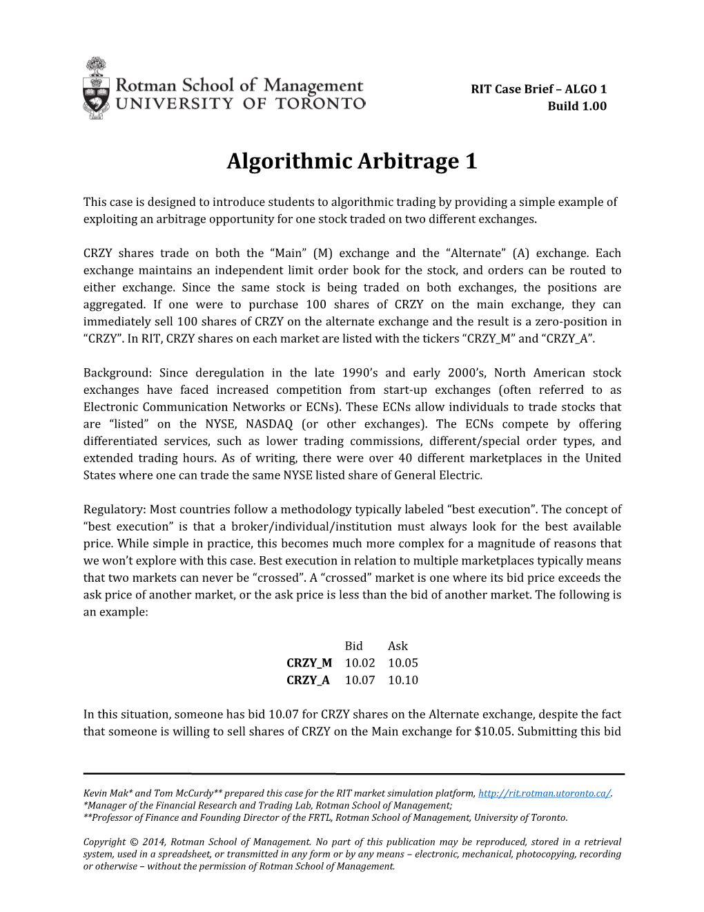 Algorithmic Arbitrage 1
