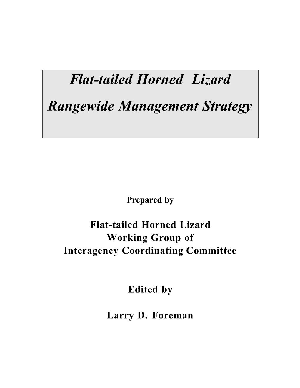 Flat-Tailed Horned Lizard Rangewide Management Strategy