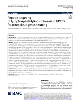 Peptide Targeting of Lysophosphatidylinositol-Sensing GPR55 for Osteoclastogenesis Tuning