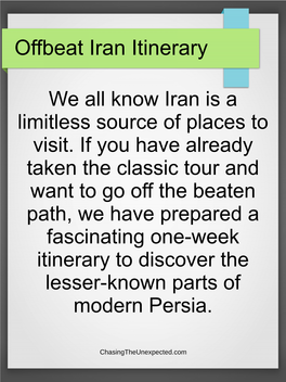 Offbeat Iran Itinerary