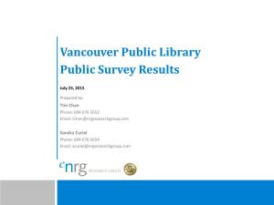Vancouver Public Library Public Survey Results