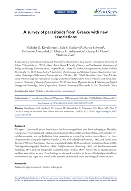 A Survey of Parasitoids from Greece with New Associations