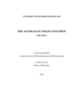 The Australian Violin Concerto Volume 1