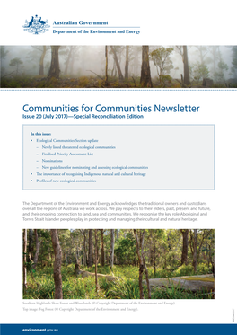 Communities for Communities Newsletter Issue 20 (July 2017)—Special Reconciliation Edition