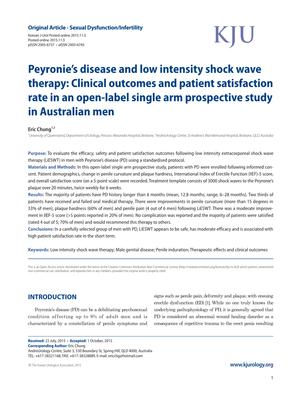 Peyronie's Disease and Low Intensity