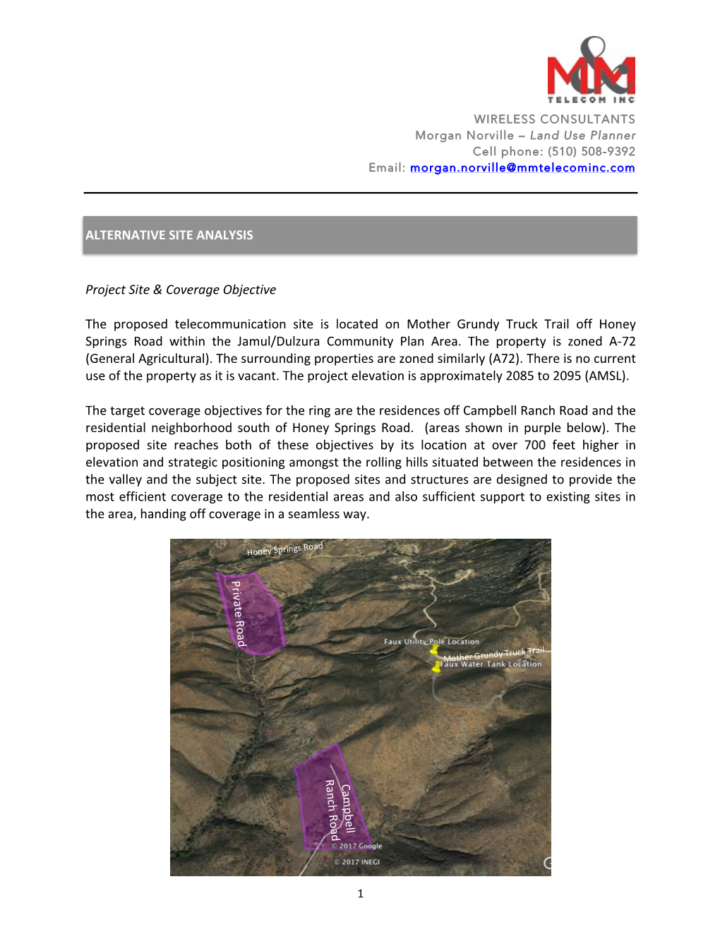 ALTERNATIVE SITE ANALYSIS Project Site & Coverage Objective