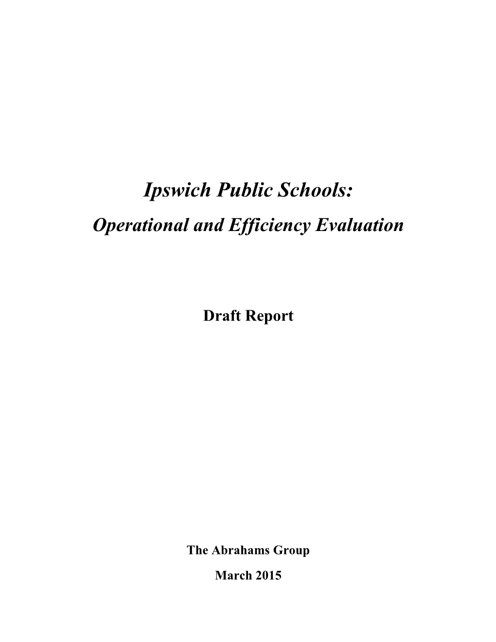 Ipswich Public Schools: Operational and Efficiency Evaluation