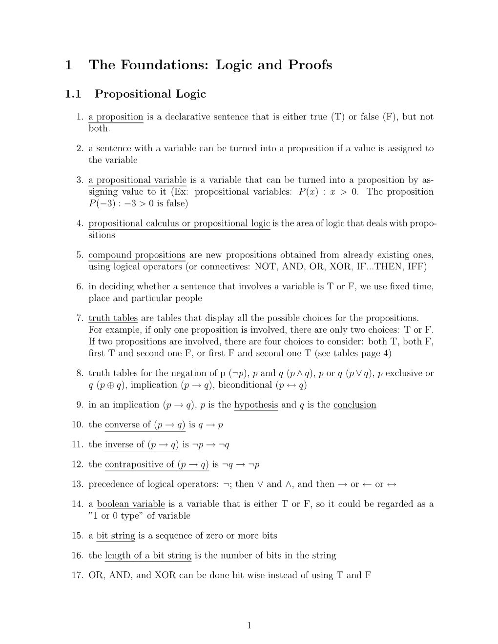 1 the Foundations: Logic and Proofs