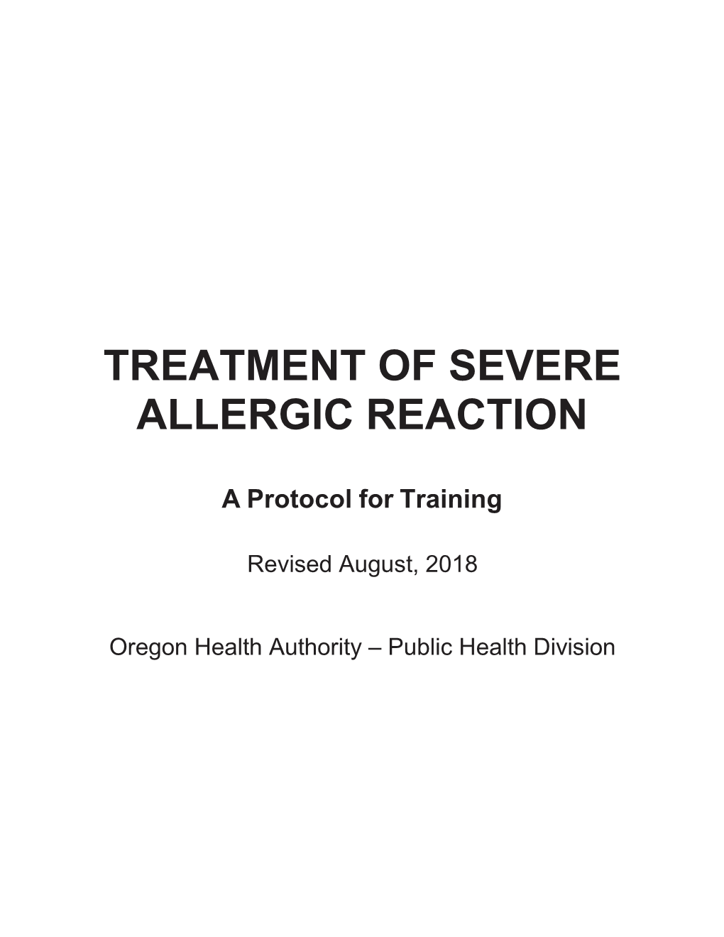 Epinephrine Training Protocol for Allergic Reaction