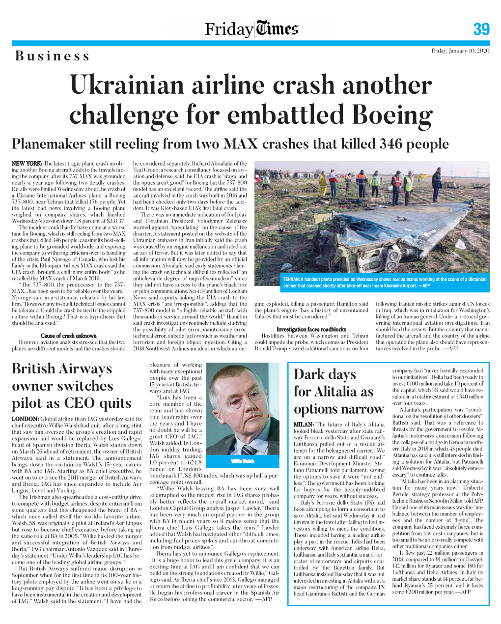 Ukrainian Airline Crash Another Challenge for Embattled Boeing Planemaker Still Reeling from Two MAX Crashes That Killed 346 People