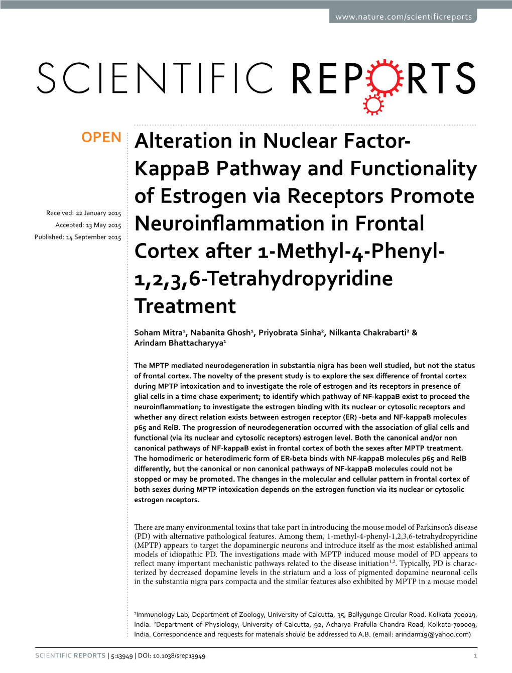 Alteration in Nuclear Factor-Kappab Pathway and Functionality Of