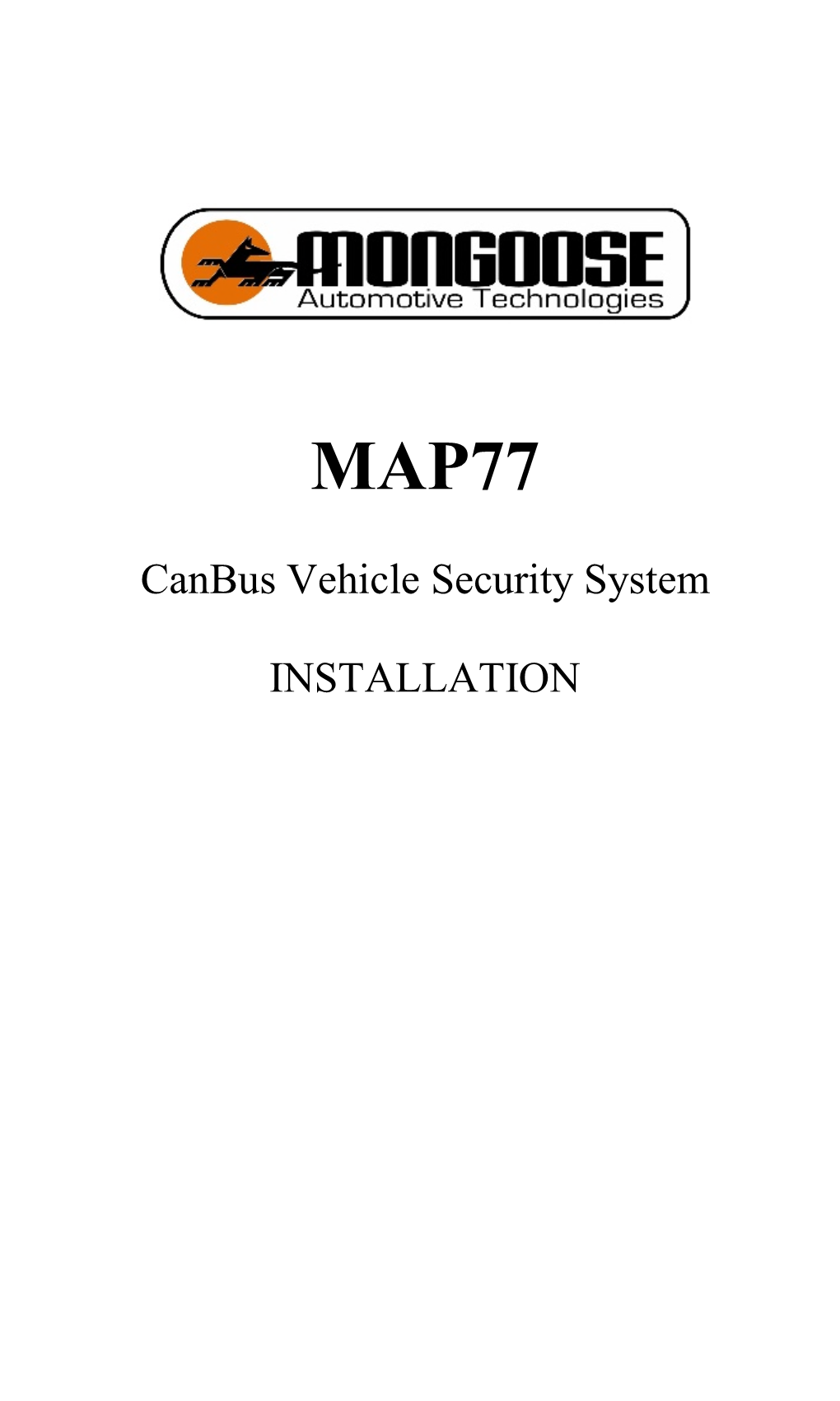 Canbus Vehicle Security System INSTALLATION