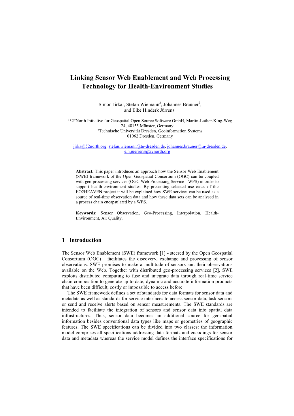 Linking Sensor Web Enablement and Web Processing Technology for Health-Environment Studies