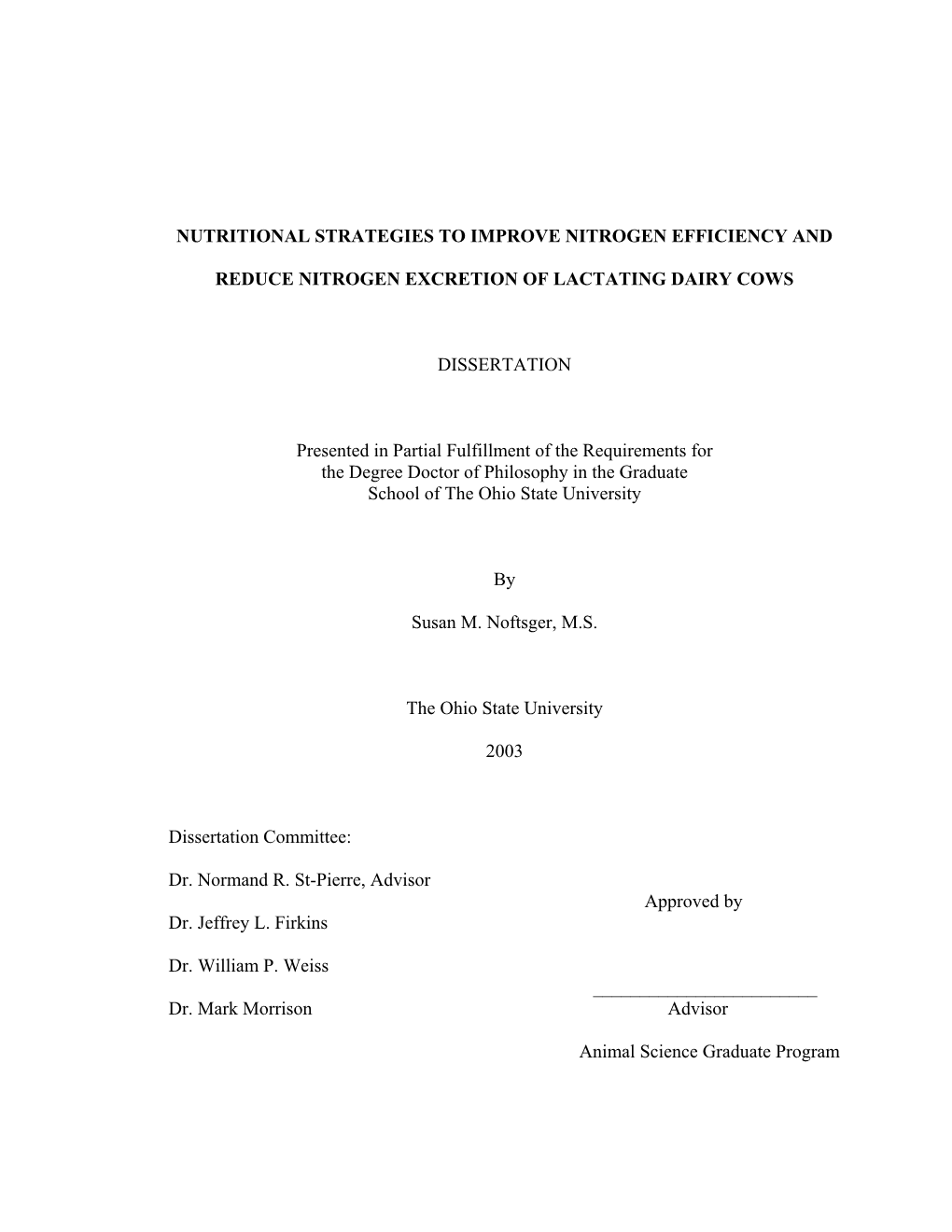 Nutritional Strategies to Improve Nitrogen Efficiency And