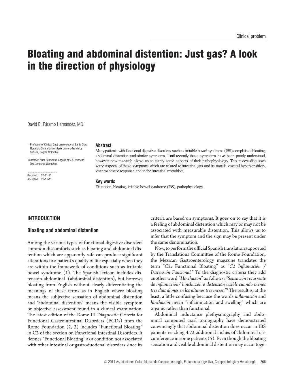 Bloating Y Distensión Abdominal:¿ Solamente Gas?: Una Mirada Hacia