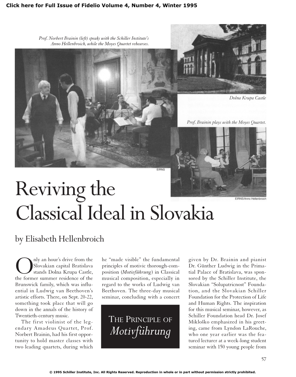 Reviving the Classical Ideal in Slovakia