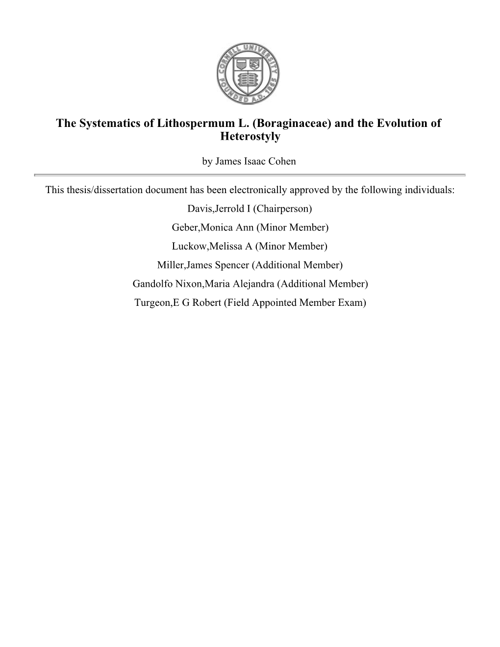 The Systematics of Lithospermum L