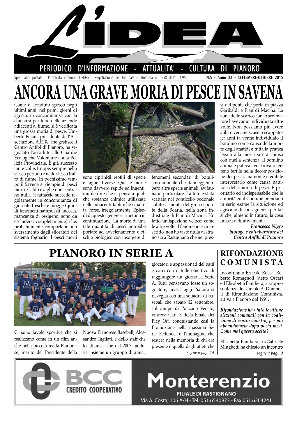 Rifondazione Comunista Ancora Una Grave Moria Di Pesce in Savena