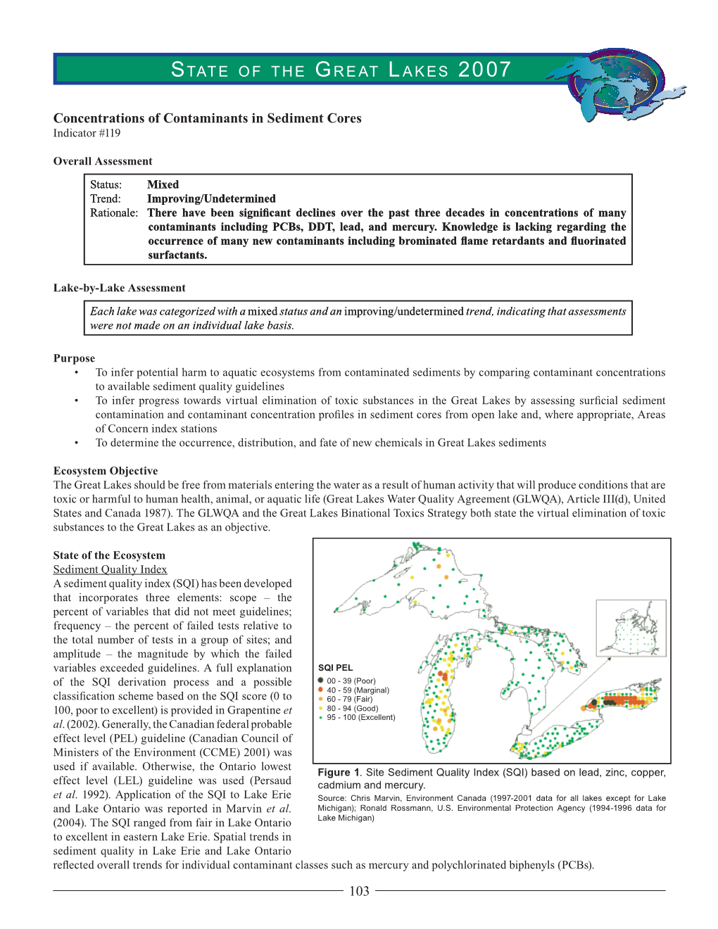 Concentrations of Contaminants in Sediment Cores Indicator #119