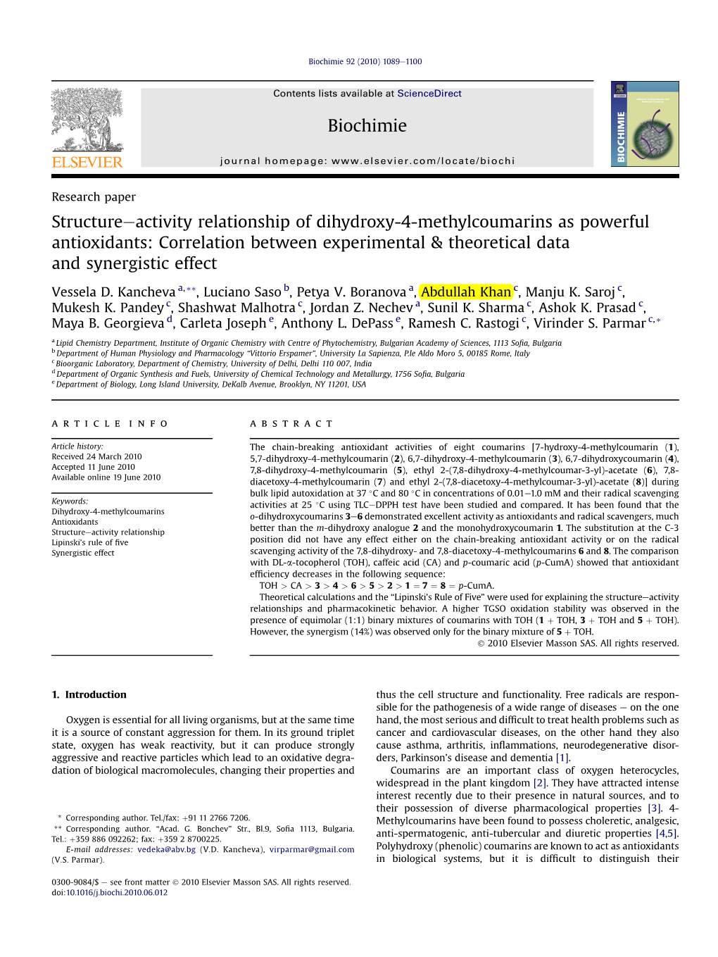 Structure-Activity Relationship of Dihydroxy-4-Methylcoumarins As