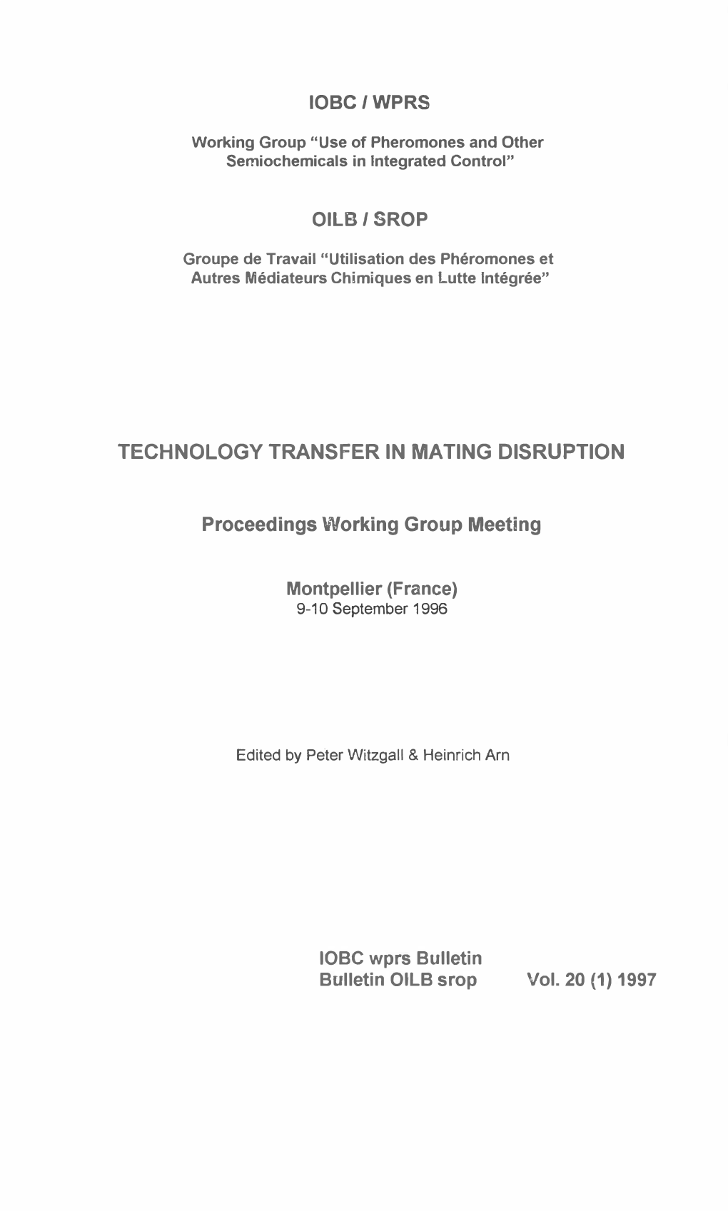 TECHNOLOGY TRANSFER in MATING DISRUPTION Proceedings