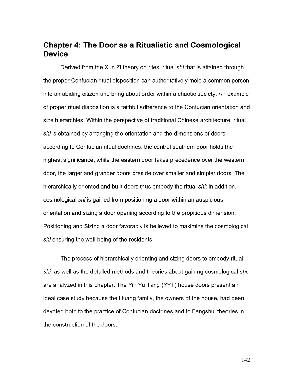 Chapter 4: the Door As a Ritualistic and Cosmological Device