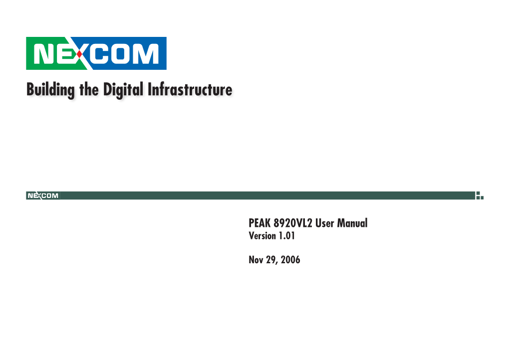 Building the Digital Infrastructure PEAK 8920VL2 User Manual