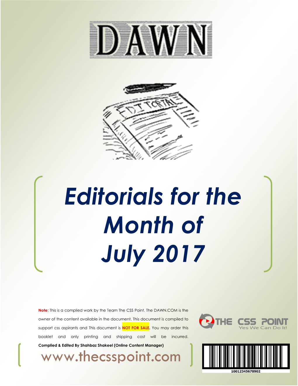 Editorials for the Month of July 2017