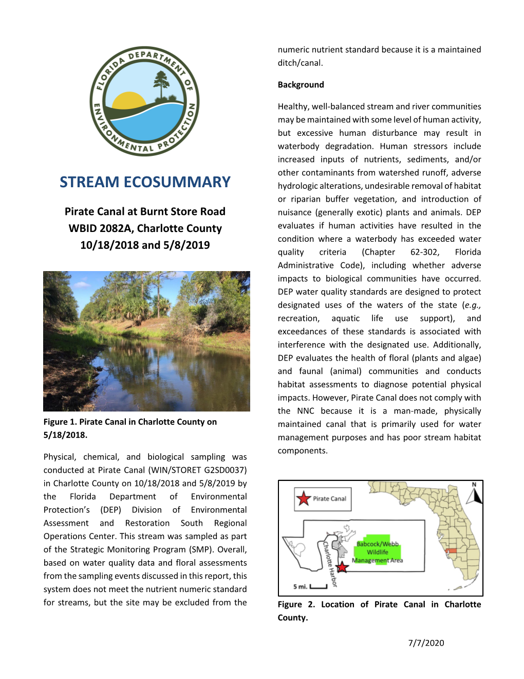 Stream Ecosummary, Pirate Canal at Burnt Store