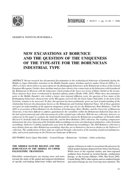 New Excavations at Bohunice and the Question of the Uniqueness of the Type-Site for the Bohunician Industrial Type