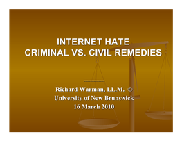 Criminal Vs Civil Remedies for Hate Speech.Pdf