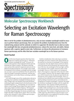Selecting an Excitation Wavelength for Raman Spectroscopy