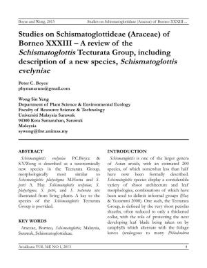 Boyce, P.C. & Wong S.Y. Studies on Schismatoglottideae (Araceae)