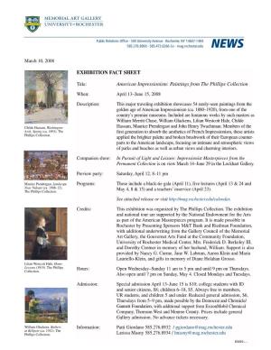 EXHIBITION FACT SHEET American Impressionism: Paintings from The