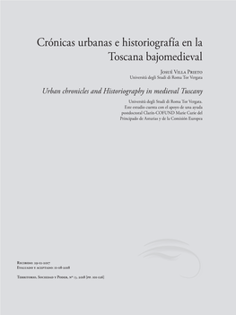 Crónicas Urbanas E Historiografía En La Toscana Bajomedieval