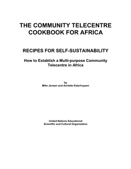 The Community Telecentre Cookbook for Africa
