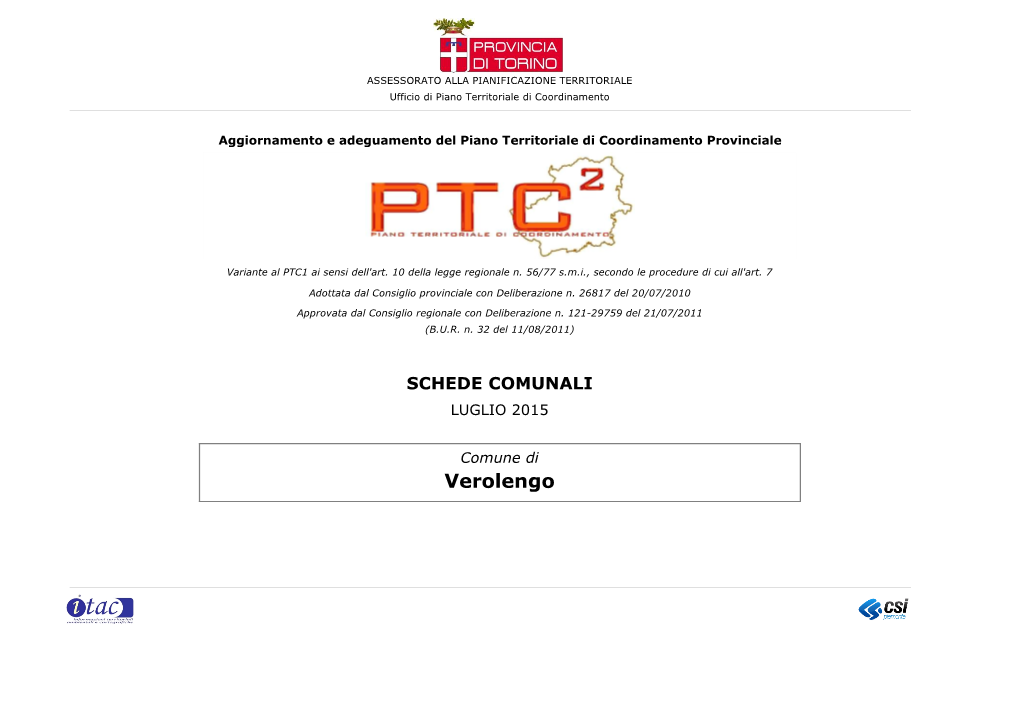 Verolengo Comune Di Verolengo Schede Comunali PTC2