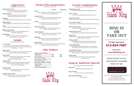 Uptown Menu Side 1