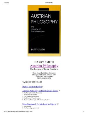 Austrian Philosophy the Legacy of Franz Brentano