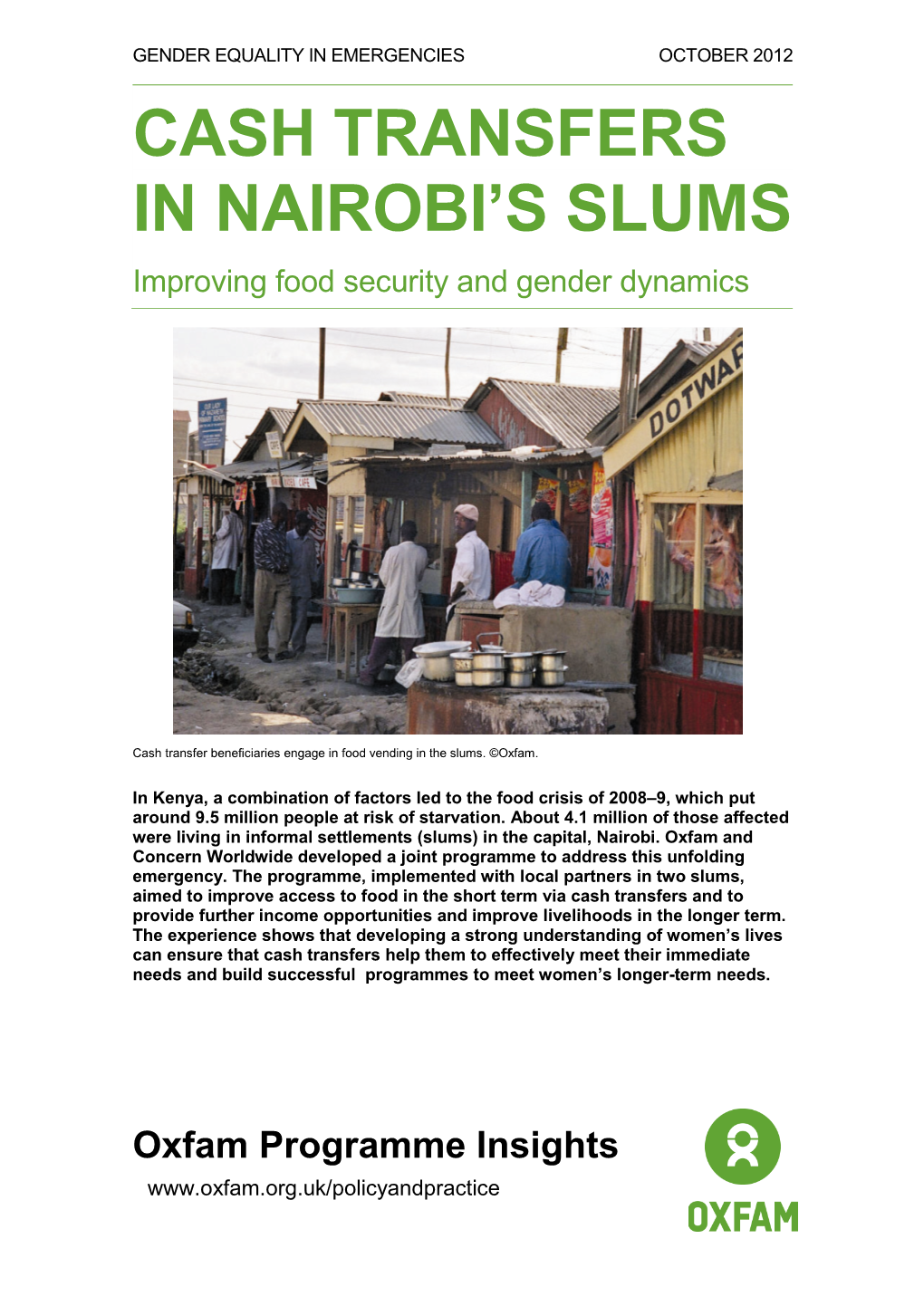 Cash Transfers in Nairobi's Slums