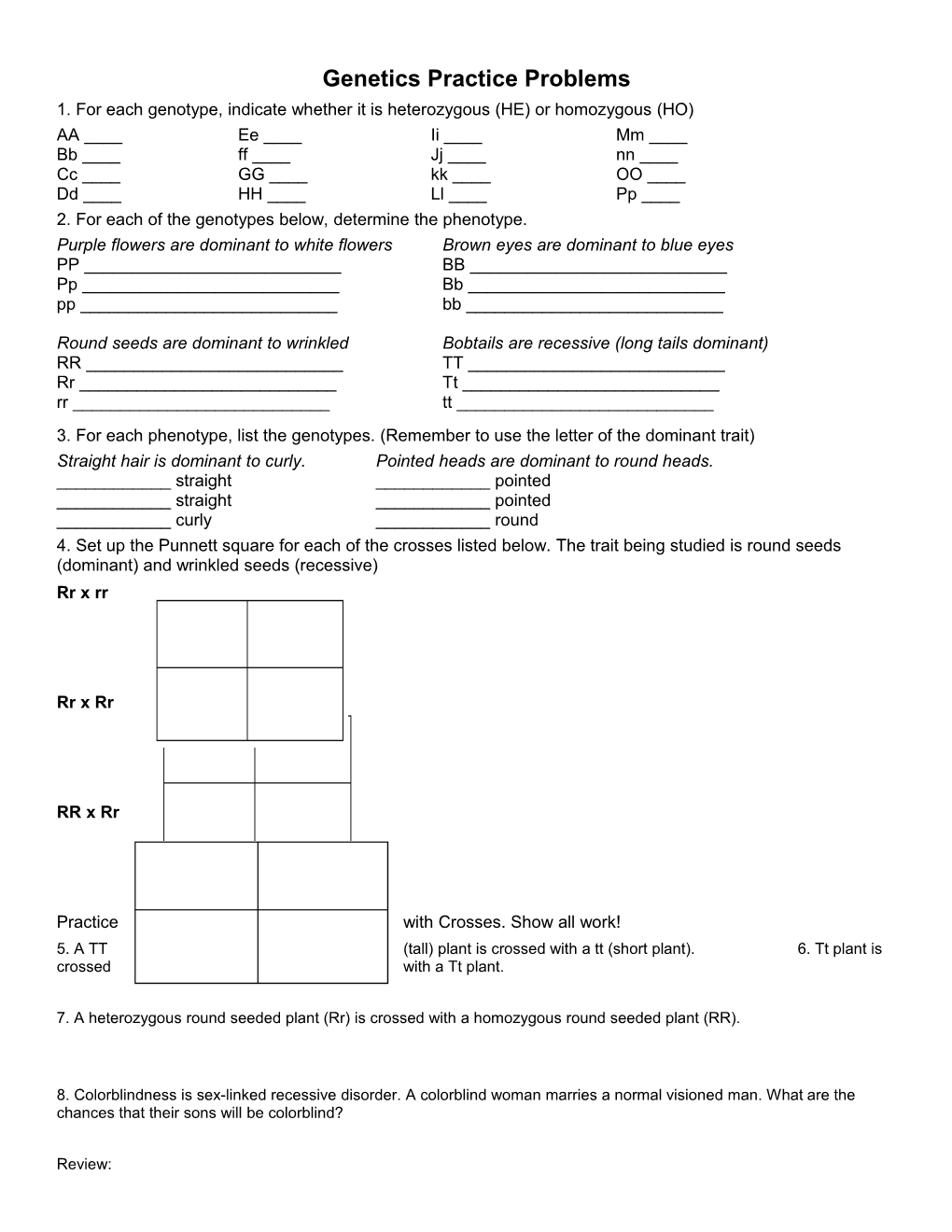 Genetics Practice Problems s3